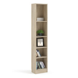 Furniture To Go Basic Tall Narrow Bookcase (4 Shelves) In Oak - thumbnail 7