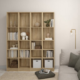 Furniture To Go Basic Tall Narrow Bookcase (4 Shelves) In Oak - thumbnail 4