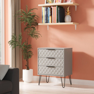 Anzio Matt Dusk Grey 3 Drawer Chest (H)737mm (W)575mm (D)395mm - image 1
