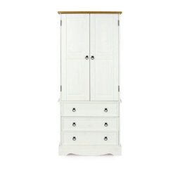 Core Products Premium Corona White 2 Door, 3 Drawer Wardrobe, H187.7Cm X W76.5Cm X D55.5Cm - thumbnail 2