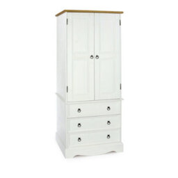 Core Products Premium Corona White 2 Door, 3 Drawer Wardrobe, H187.7Cm X W76.5Cm X D55.5Cm - thumbnail 3