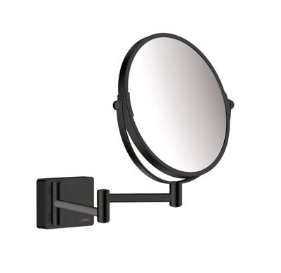 Hansgrohe Addstoris Bathroom Shaving Mirror Wall Mounted Matt Black Round Modern - image 1