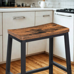 FURNOLD Set Of 2 Kitchen Counter Height Breakfast Bar Stools With Footrest Brown - thumbnail 5