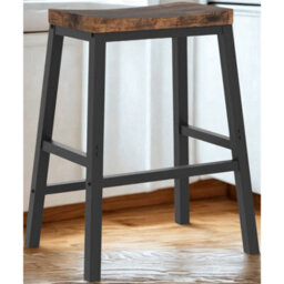 FURNOLD Set Of 2 Kitchen Counter Height Breakfast Bar Stools With Footrest Brown - thumbnail 2