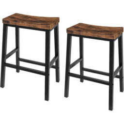 FURNOLD Set Of 2 Kitchen Counter Height Breakfast Bar Stools With Footrest Brown - thumbnail 8