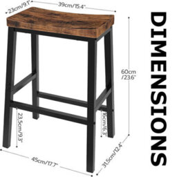 FURNOLD Set Of 2 Kitchen Counter Height Breakfast Bar Stools With Footrest Brown - thumbnail 7