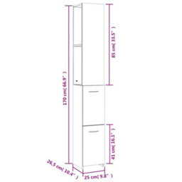 Berkfield Bathroom Cabinet Smoked Oak 25X26.5X170 Cm Engineered Wood - thumbnail 8