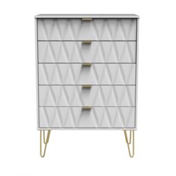 Pesaro Ready Assembled Matt White No Effect 5 Drawer Wide Chest (H)1075mm (W)765mm (D)415mm - thumbnail 2