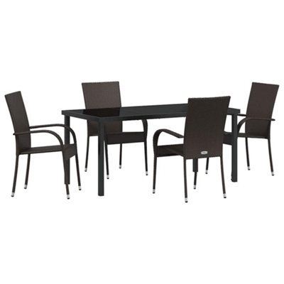 Berkfield Modern Garden Dining Set 5 Pcs Brown Poly Rattan - image 1