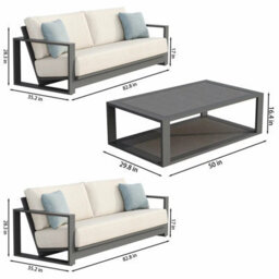 Foremost Milan 4 Piece Patio Furniture Set Aluminium Wicker Sunbrella Cushions Sofa Chairs Table Cover Outdoor Set - thumbnail 2
