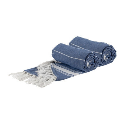 Nicola Spring Round Turkish Cotton Beach Towels - 190Cm - Navy - Pack Of 2 - image 1