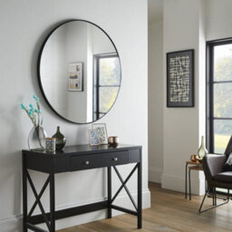 The Online Mirror Shop Wall Mirror Bexley Round Shaped With Black Aluminium Frame- Diameter 60Cm For Contemporary Interior In Living Room, Dining Room