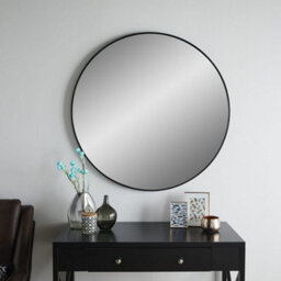 The Online Mirror Shop Wall Mirror Bexley Round Shaped With Black Aluminium Frame- Diameter 60Cm For Contemporary Interior In Living Room, Dining Room - thumbnail 3