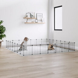 Walplus 28-Panel Pet Cage With Door Black 35X35 Cm Steel