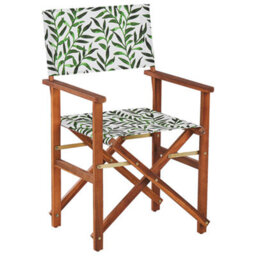 Beliani Garden Director Chairs 2-Pack Dark Brown Acacia Folding Chairs With Reversible Leaf-Pattern Slings - thumbnail 5