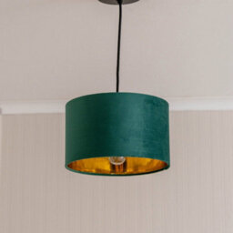Valuelights Reni Green Velvet & Gold Inner Drum Ceiling Lamp Shade (D)25Cm - thumbnail 3