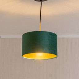 Valuelights Reni Green Velvet & Gold Inner Drum Ceiling Lamp Shade (D)25Cm