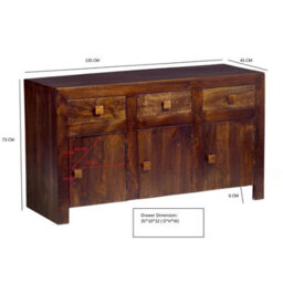 Wyld Haus Phuket Large Dark Mango Wood Sideboard With 3 Drawers And 3 Doors - thumbnail 4