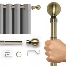 Aspire Homeware Plain Metal Curtain Pole With Ball Finials Extendable Rod 120-210 Cm (Antique Brass) - thumbnail 2