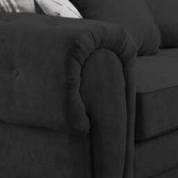 Furnishings For Less UK Milan Fabric 3 Seater Sofa Black Fabric Scatter Back Chesterfield Style - thumbnail 3