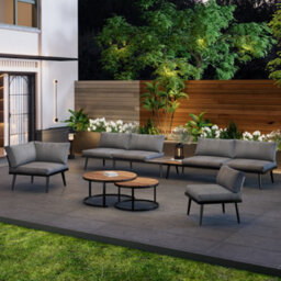 Btm Modular Outdoor Sofa Set, Aluminium Frame, Breathable Cushions, Wood Tables, Patio/garden - thumbnail 5