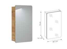 Impact Furniture Wall Vanity Drawer Cabinet With 400mm Sink With Storage Units And Mirror Cabinet Bathroom Furniture Set White Gloss / Oak Aruba - thumbnail 3