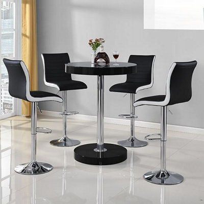 Furniture In Fashion Havana Bar Table In Black With 4 Ritz Black And White Bar Stools - image 1