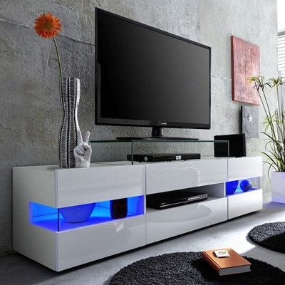 Furniture in Fashion Kirsten High Gloss Tv Stand In White With Led Lighting - image 1