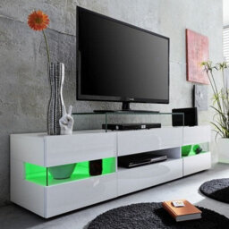 Furniture in Fashion Kirsten High Gloss Tv Stand In White With Led Lighting - thumbnail 2