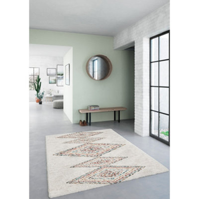 Melrose Noble Non Shedding Diamonds Design Living Natural Large Area Rug 160/230Cm - image 1