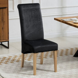 Dosenna Oval Dining Table Set With 4 Rimini Velvet Chairs - Black - thumbnail 1