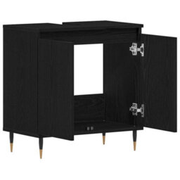 Berkfield Bathroom Sink Cabinet Black Oak 58X33X60 Cm Engineered Wood - thumbnail 5
