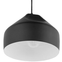 Wyld And Coco Irregular Round Matte Black Metal Pendant Light 1-Light, White Interior, Adjustable Cord - thumbnail 4