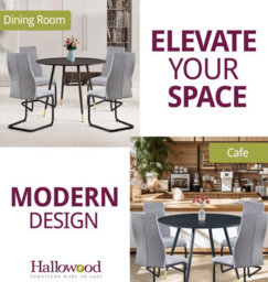 Hallowood Furniture Finley Small Round Dining Table In Black Finish With 4 High Back Light Grey Fabric Chairs - thumbnail 6