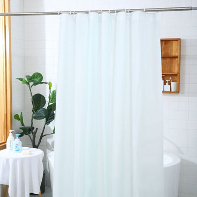 Neel Blue Shower Curtain With Hooks, Water-Resistant Vinyl Fabric, 180Cm X 180Cm Clear - image 1