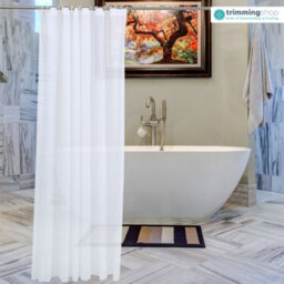 Neel Blue Shower Curtain With Hooks, Water-Resistant Vinyl Fabric, 180Cm X 180Cm Clear - thumbnail 9