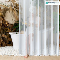 Neel Blue Shower Curtain With Hooks, Water-Resistant Vinyl Fabric, 180Cm X 180Cm Clear - thumbnail 8