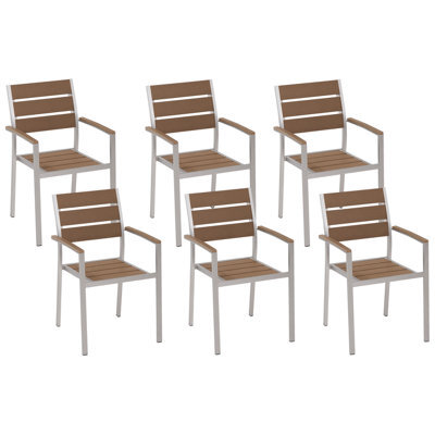 Beliani Set Of 6 Garden Chairs Vernio Brown - image 1