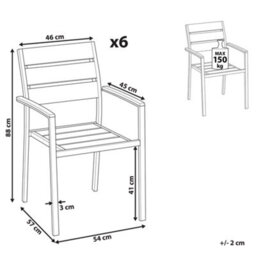 Beliani Set Of 6 Garden Chairs Vernio Brown - thumbnail 3