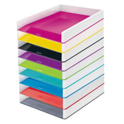Leitz Wow White Red Plastic Home Office Desktop Storage Organiser Rectangular Stackable A4 Paper Document Magazine Letter Tray - thumbnail 5
