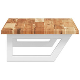 Berkfield Basin Shelf Wall Mounted Steel And Solid Wood Acacia - thumbnail 5