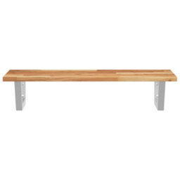 Berkfield Basin Shelf Wall Mounted Steel And Solid Wood Acacia - thumbnail 4
