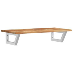 Berkfield Basin Shelf Wall Mounted Steel And Solid Wood Acacia - thumbnail 2