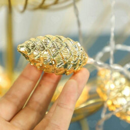 Amorly 2M 10Led Pine Cone String Lights, Portable Battery Powered Festive Decor Lights, Rustic Style Hanging Ornament For Xmas Home Party - thumbnail 7