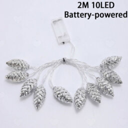 Amorly 2M 10Led Pine Cone String Lights, Portable Battery Powered Festive Decor Lights, Rustic Style Hanging Ornament For Xmas Home Party - thumbnail 2