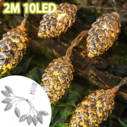 Amorly 2M 10Led Pine Cone String Lights, Portable Battery Powered Festive Decor Lights, Rustic Style Hanging Ornament For Xmas Home Party - thumbnail 1