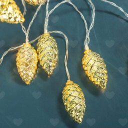 Amorly 2M 10Led Pine Cone String Lights, Portable Battery Powered Festive Decor Lights, Rustic Style Hanging Ornament For Xmas Home Party - thumbnail 4