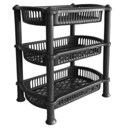 Vivo 3 Tier - Graphite Plastic Storage Shelf Shelves Basket Rack Caddy Home Kitchen Veg Fruit