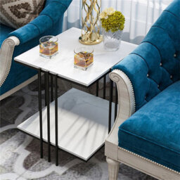 White Marble Side End Table Sofa Coffee Tea Table Bedside Nightstand - thumbnail 3