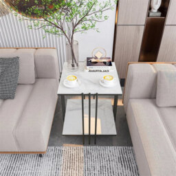 White Marble Side End Table Sofa Coffee Tea Table Bedside Nightstand - thumbnail 6
